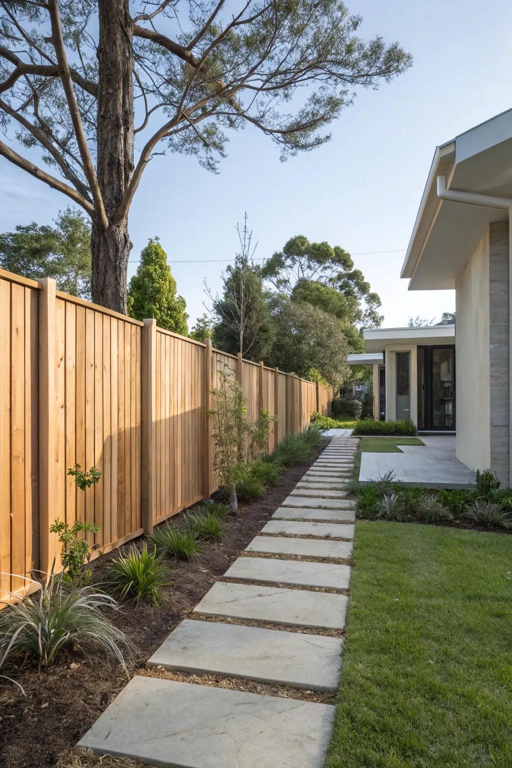 Vertical wooden panels for a straightforward, chic look.