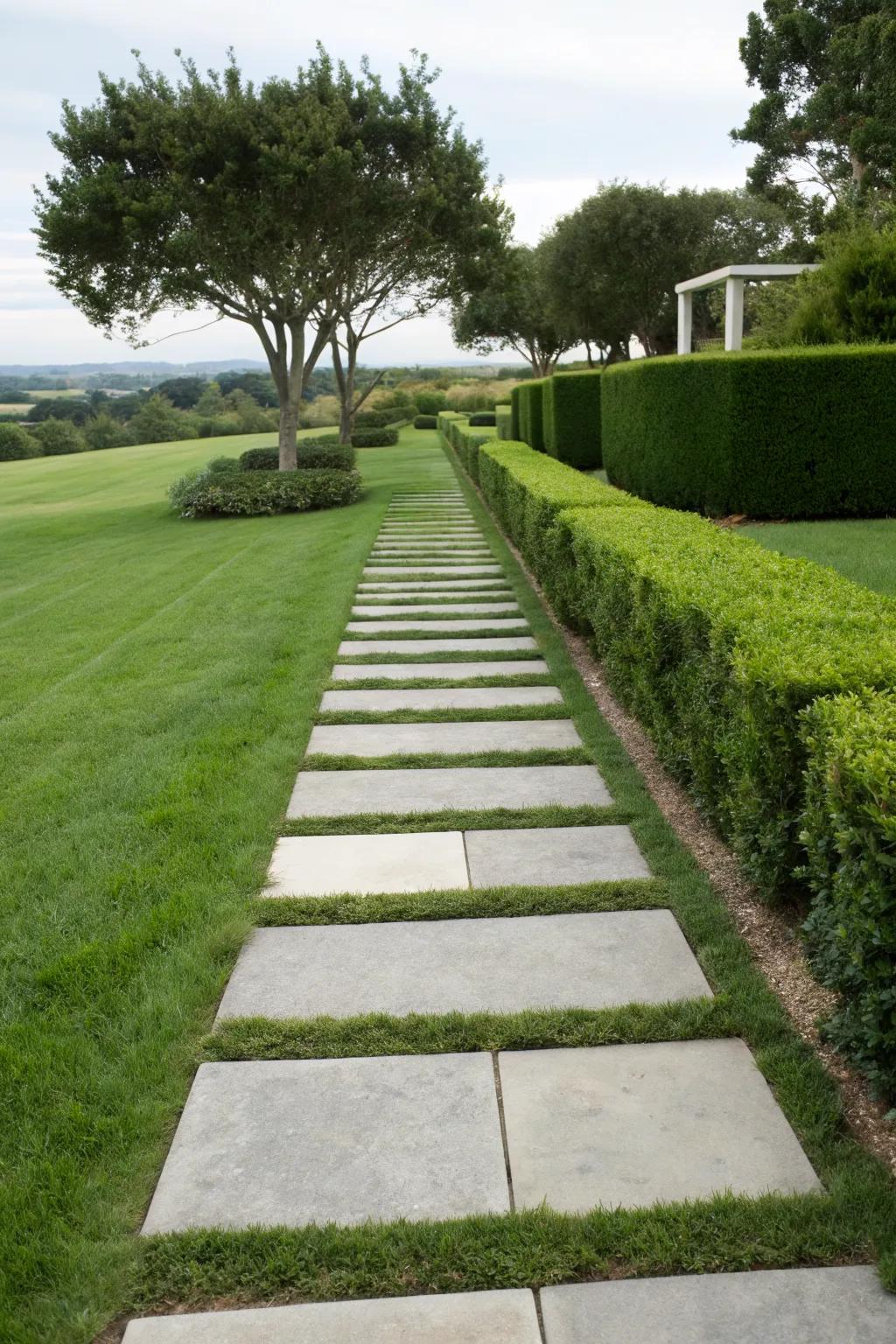 Concrete slabs provide a clean and contemporary garden path solution.