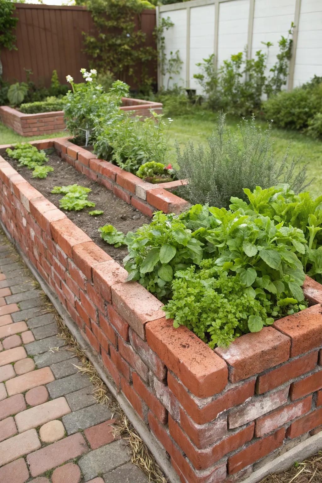 Repurpose bricks to create a timeless raised garden bed.