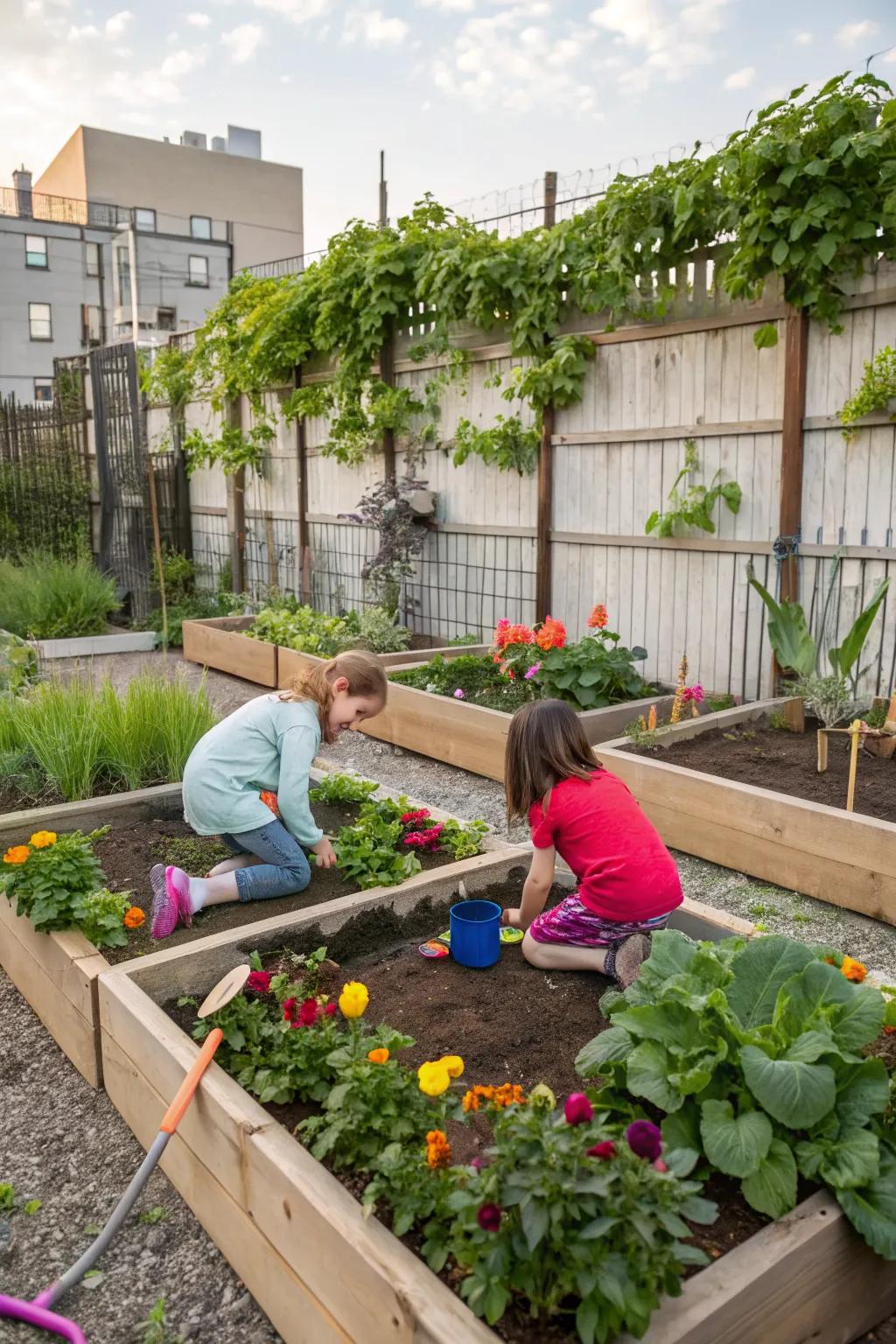 Children delight in growing and tasting their own produce from an edible garden.