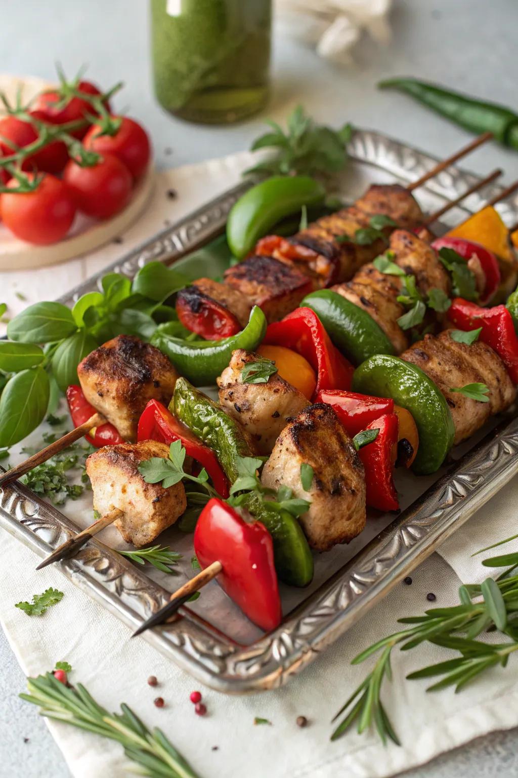 Colorful and festive kebabs for your BBQ feast.