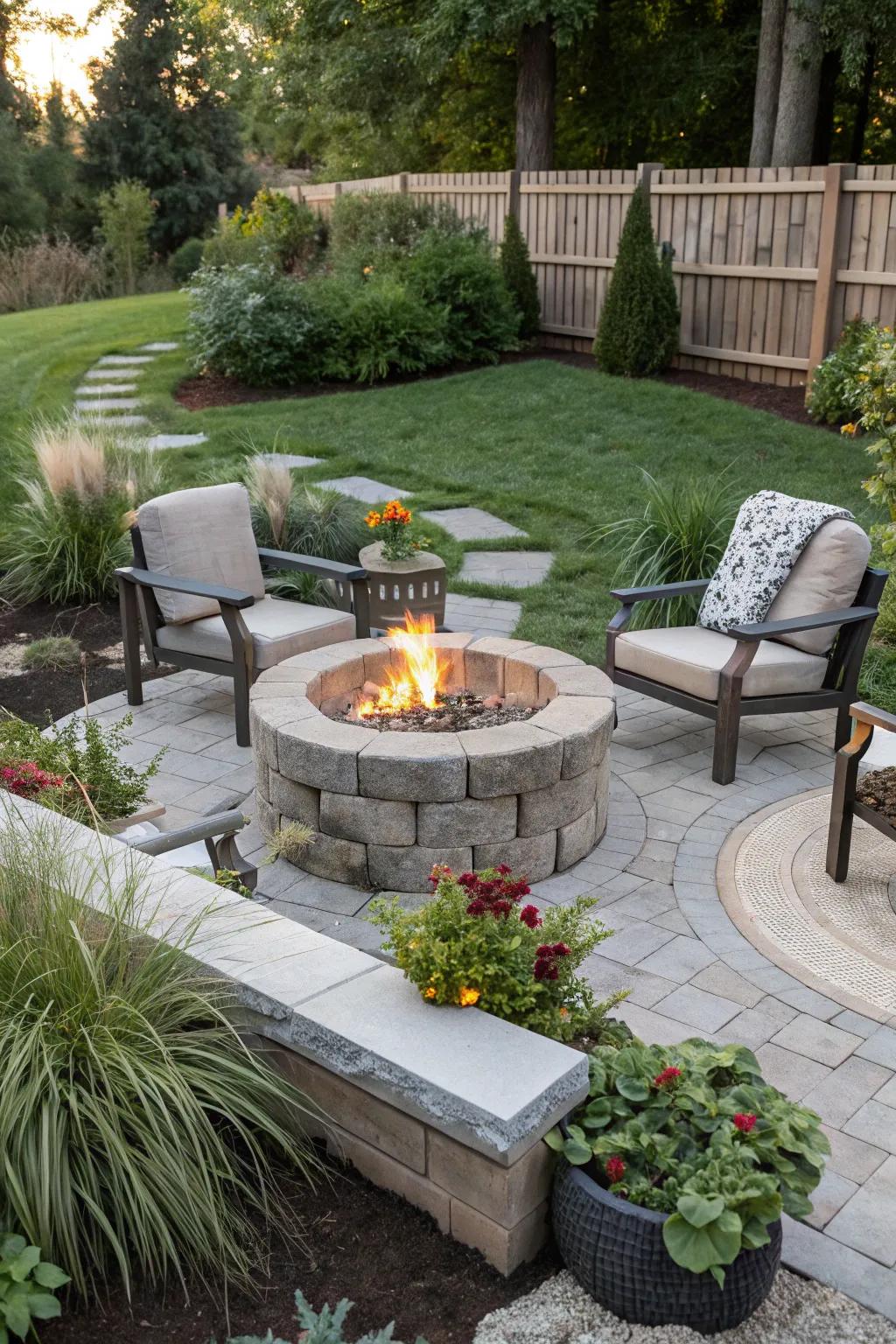 A cinder block fire pit is the perfect addition for backyard gatherings.