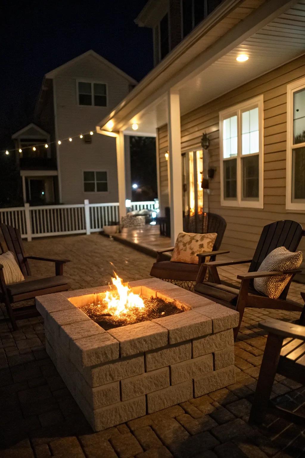Warm up with a cozy cinder block fire pit.