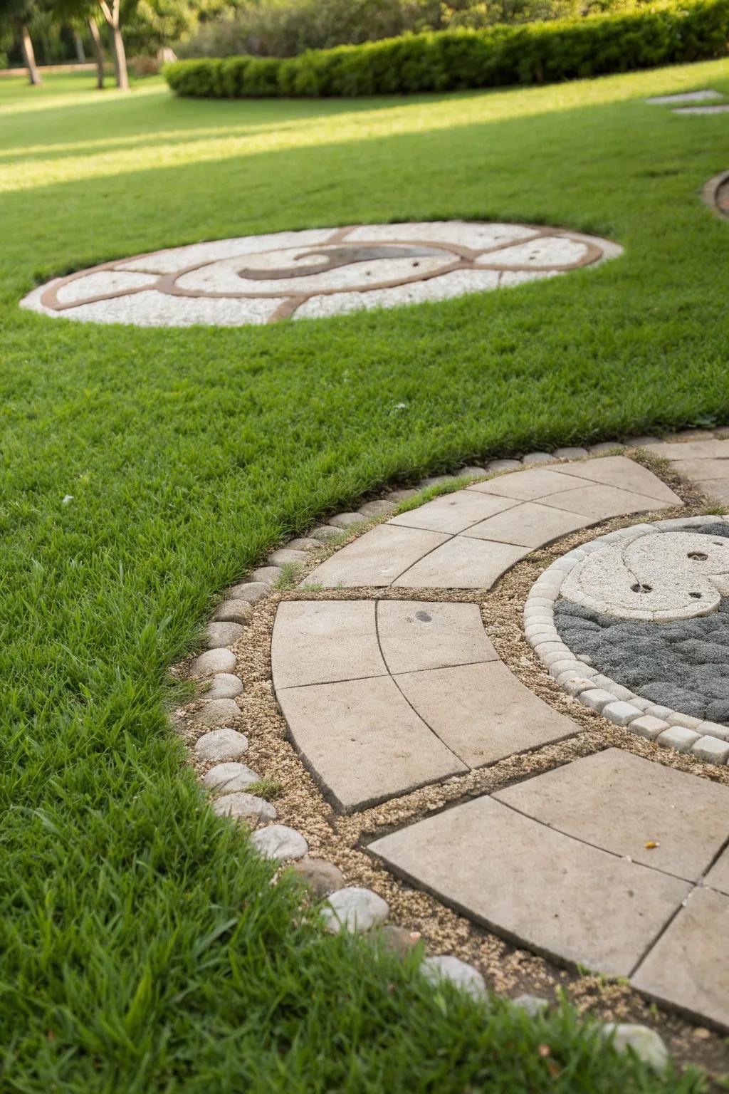 Circular design beautifully integrated into a lawn.