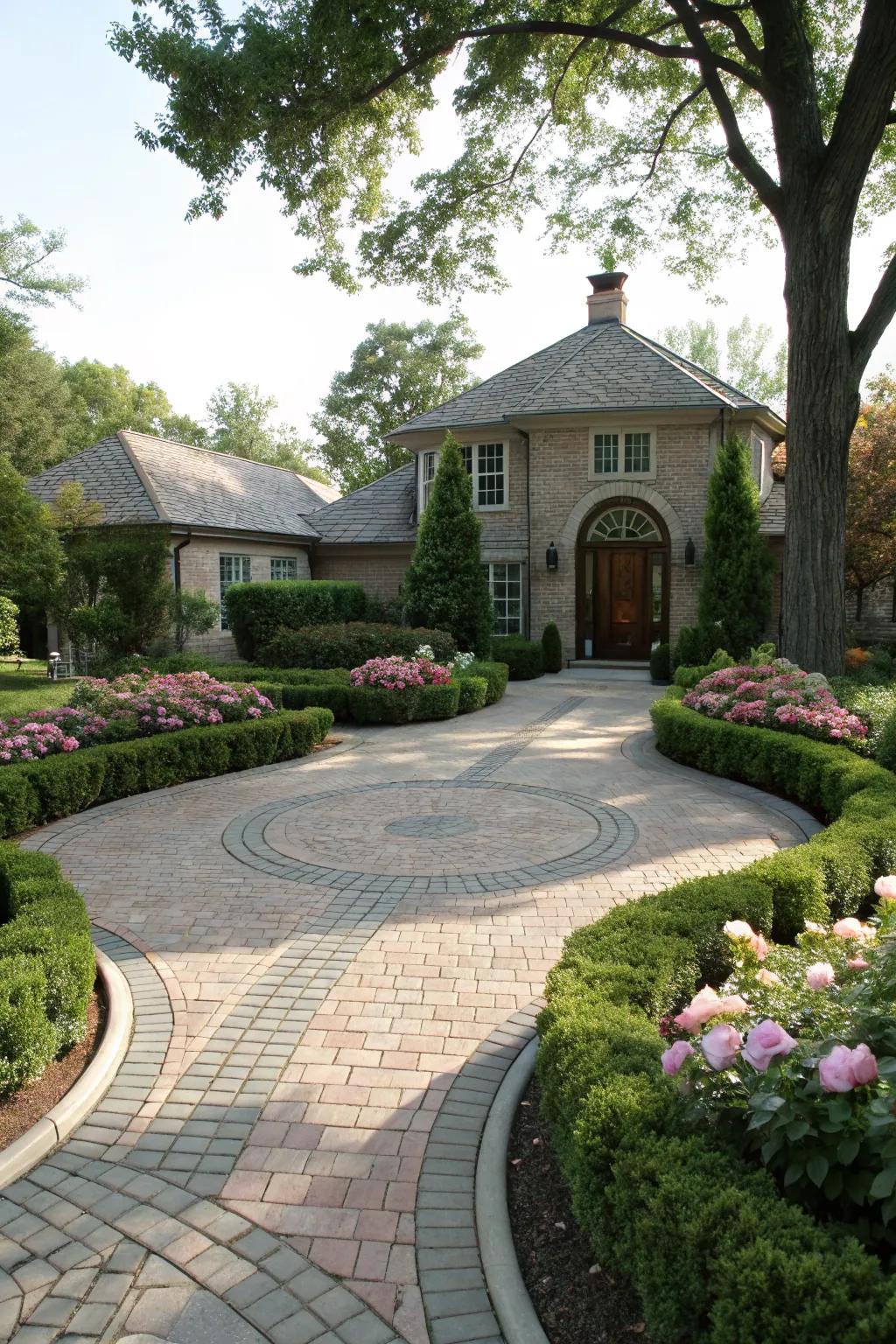 Elegant pathways enhancing the driveway's functionality.