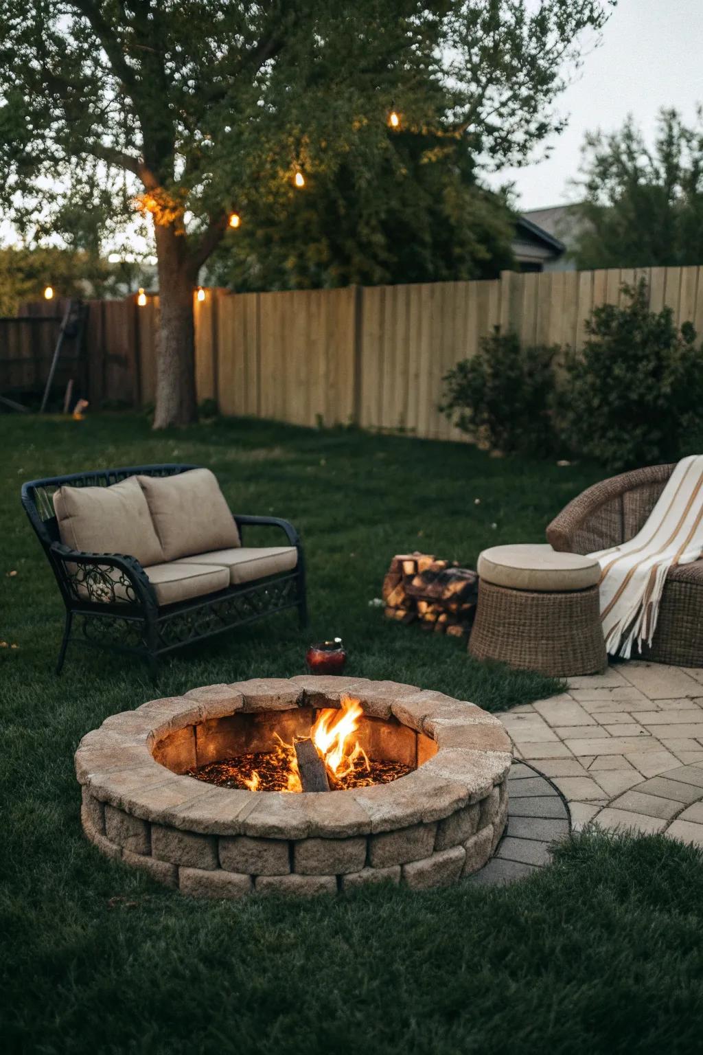 Love seats offer intimate and comfortable seating for two around a fire pit.
