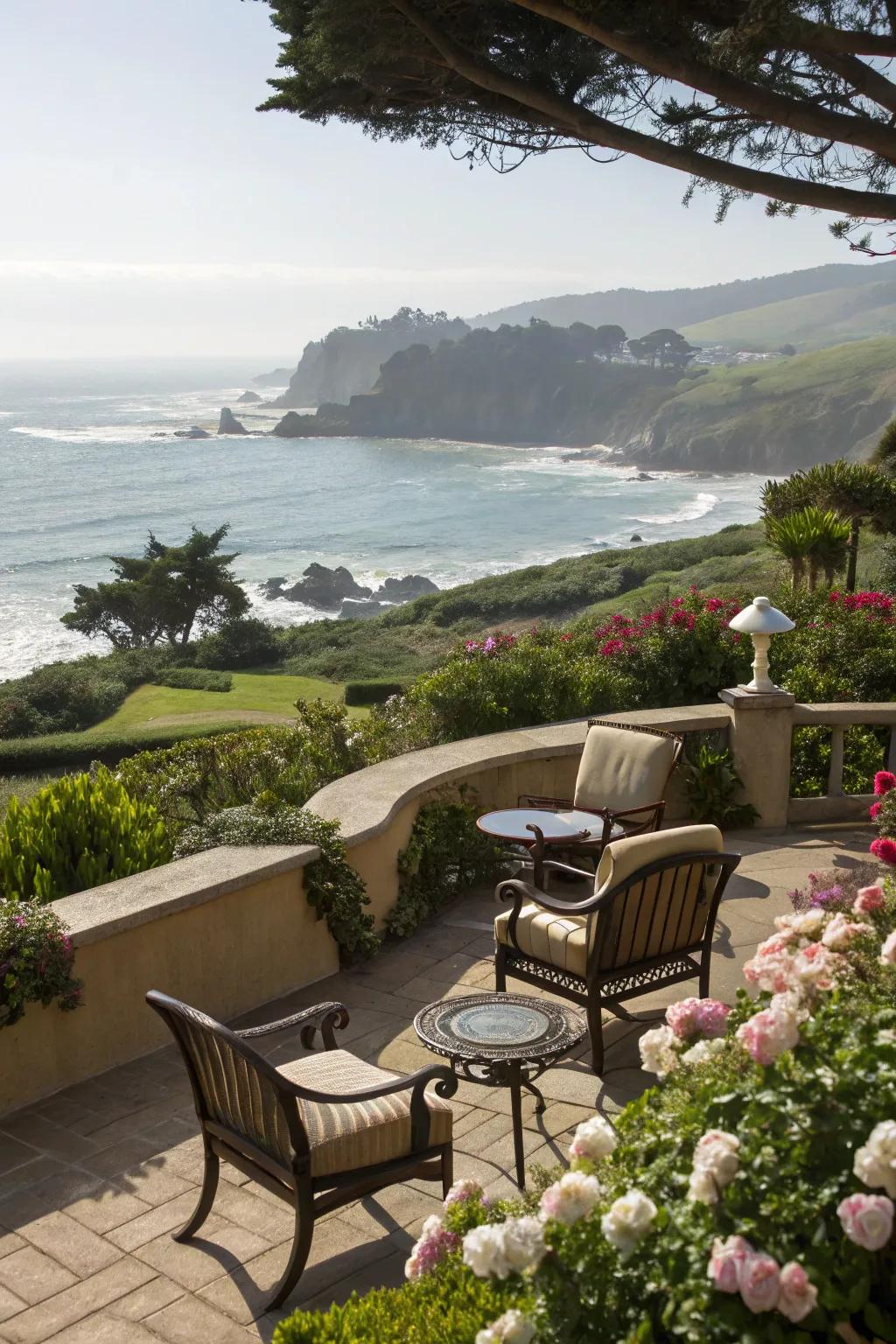 Maximizing nature views enhances the coastal patio experience.