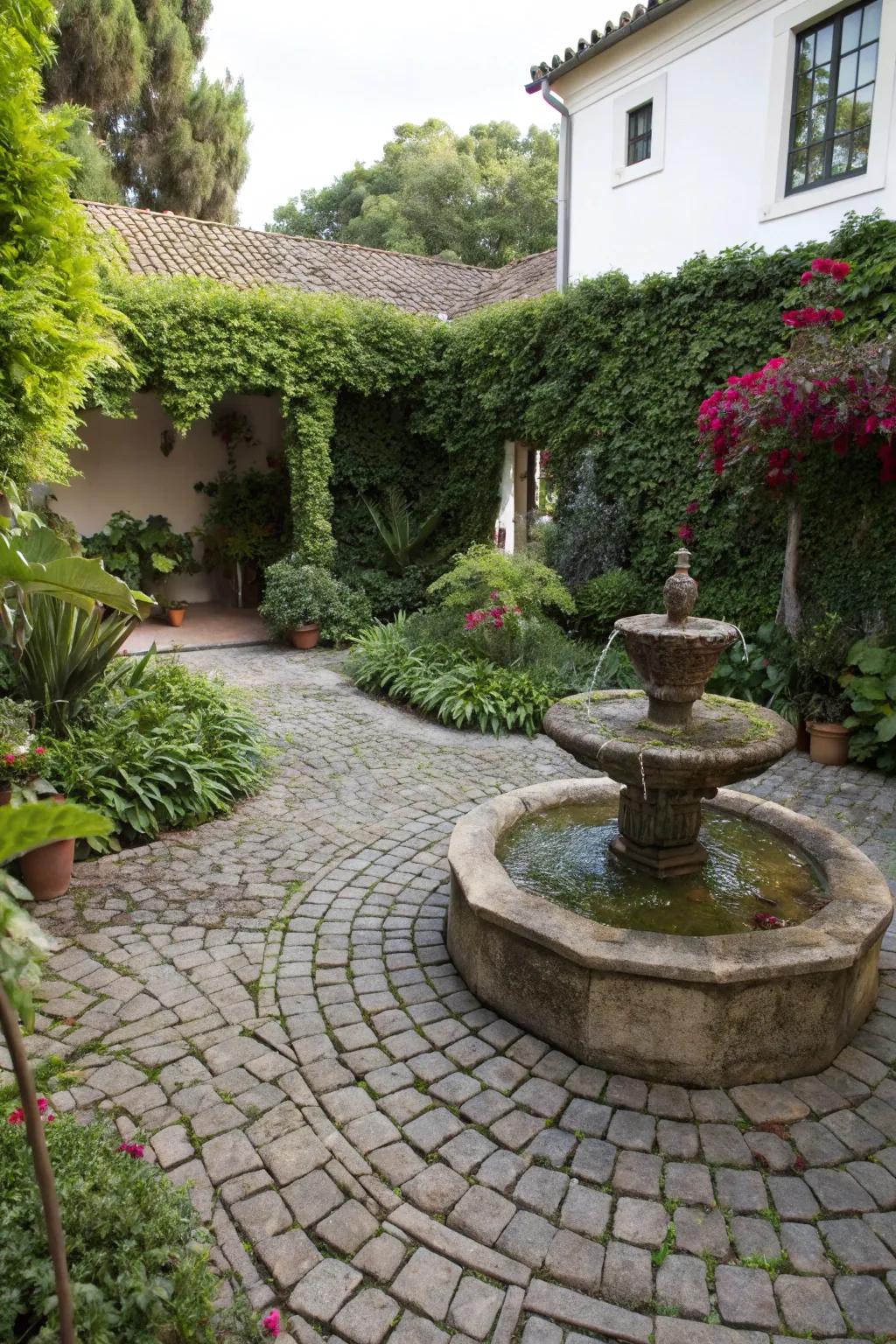 Add serenity to your patio with a charming water feature.