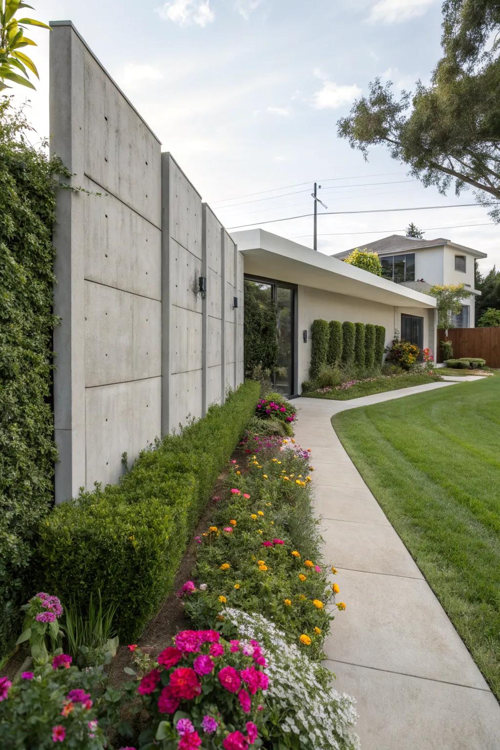 A bold concrete wall can be a stunning focal point.