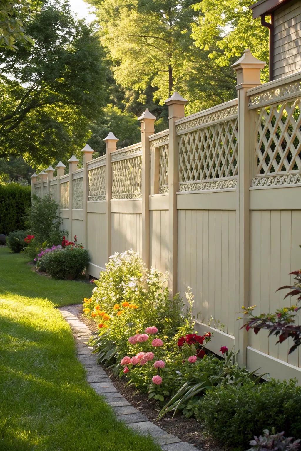 Lattice accents add visual interest to privacy fences.