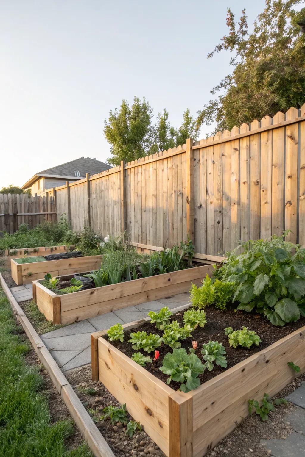 Grow your own produce with a dedicated herb and vegetable corner.