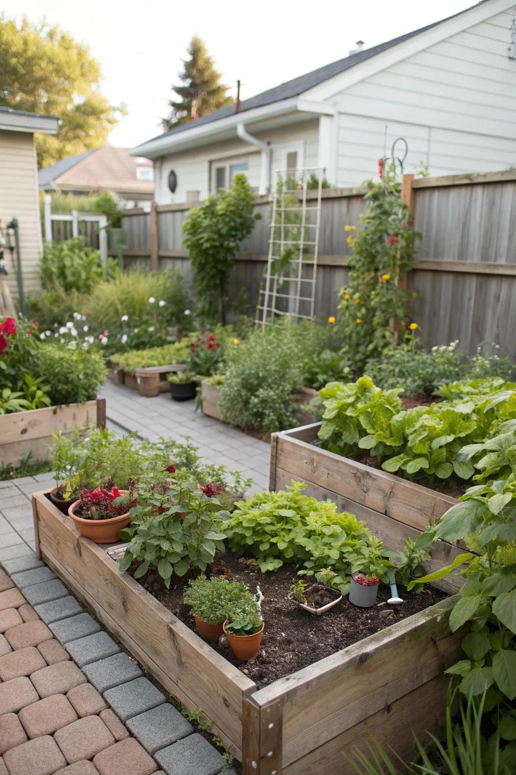 Compact layouts make the most of limited corner garden spaces.
