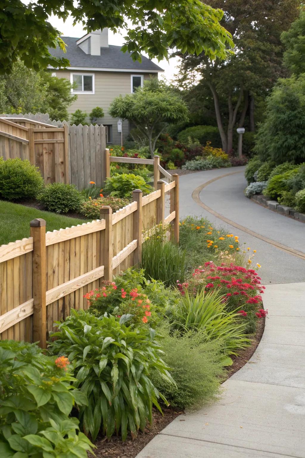 Angled fencing maximizes space while enhancing design flow.