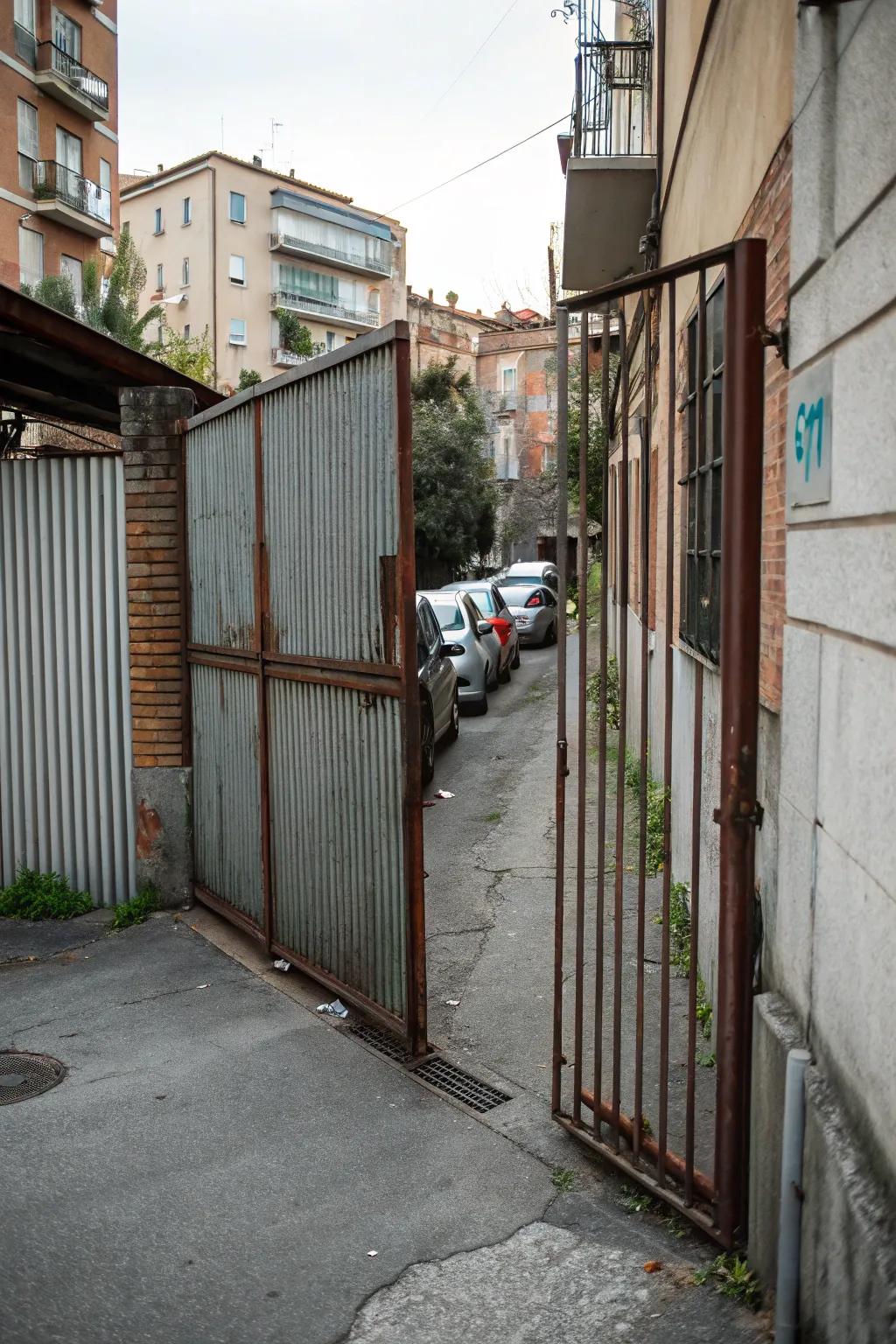 A space-efficient sliding gate for smaller areas.