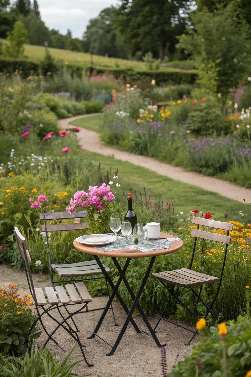 An inviting seating area perfect for relaxing in the garden.