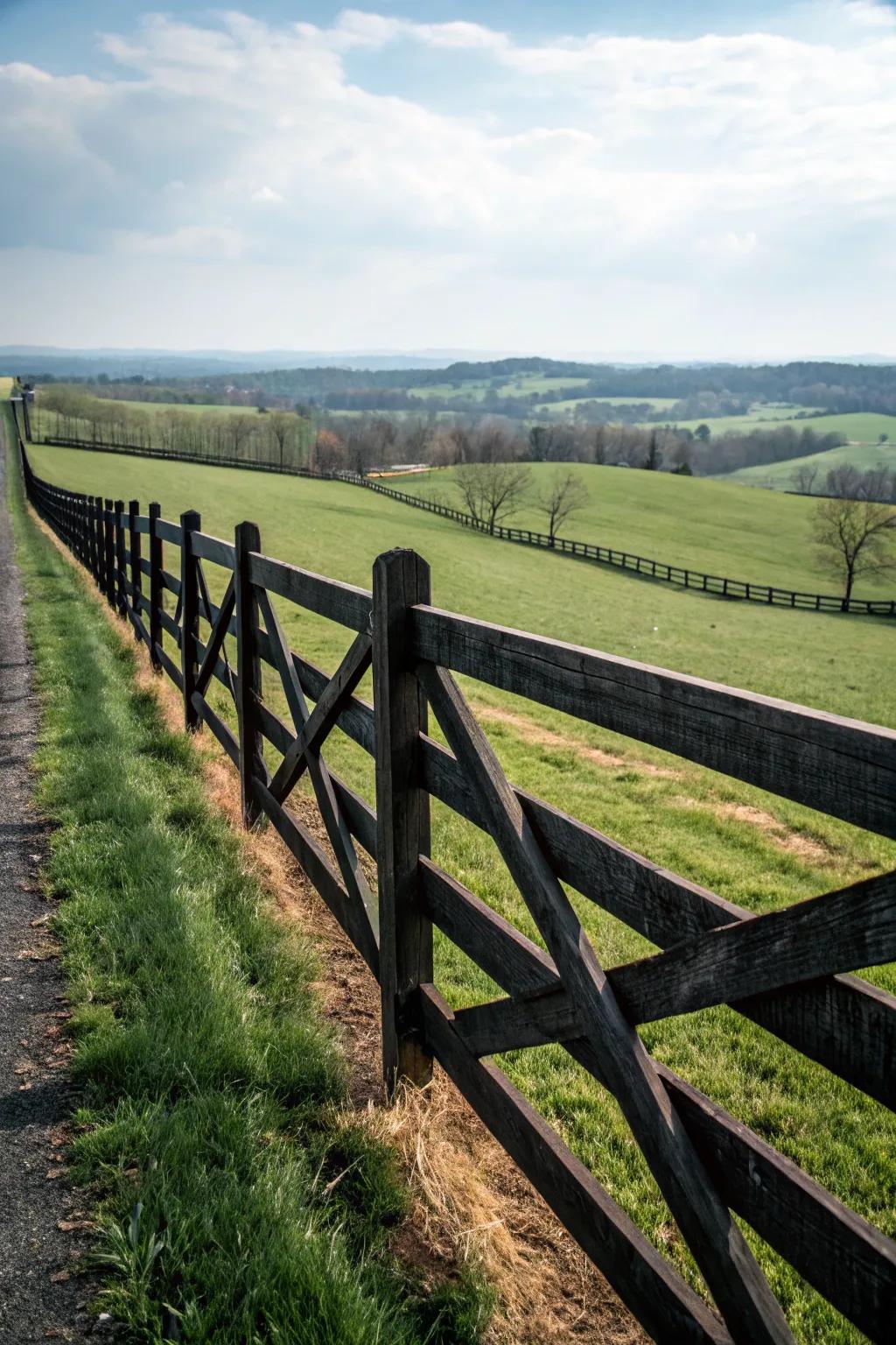 A crossbuck fence brings classic elegance to rural settings.