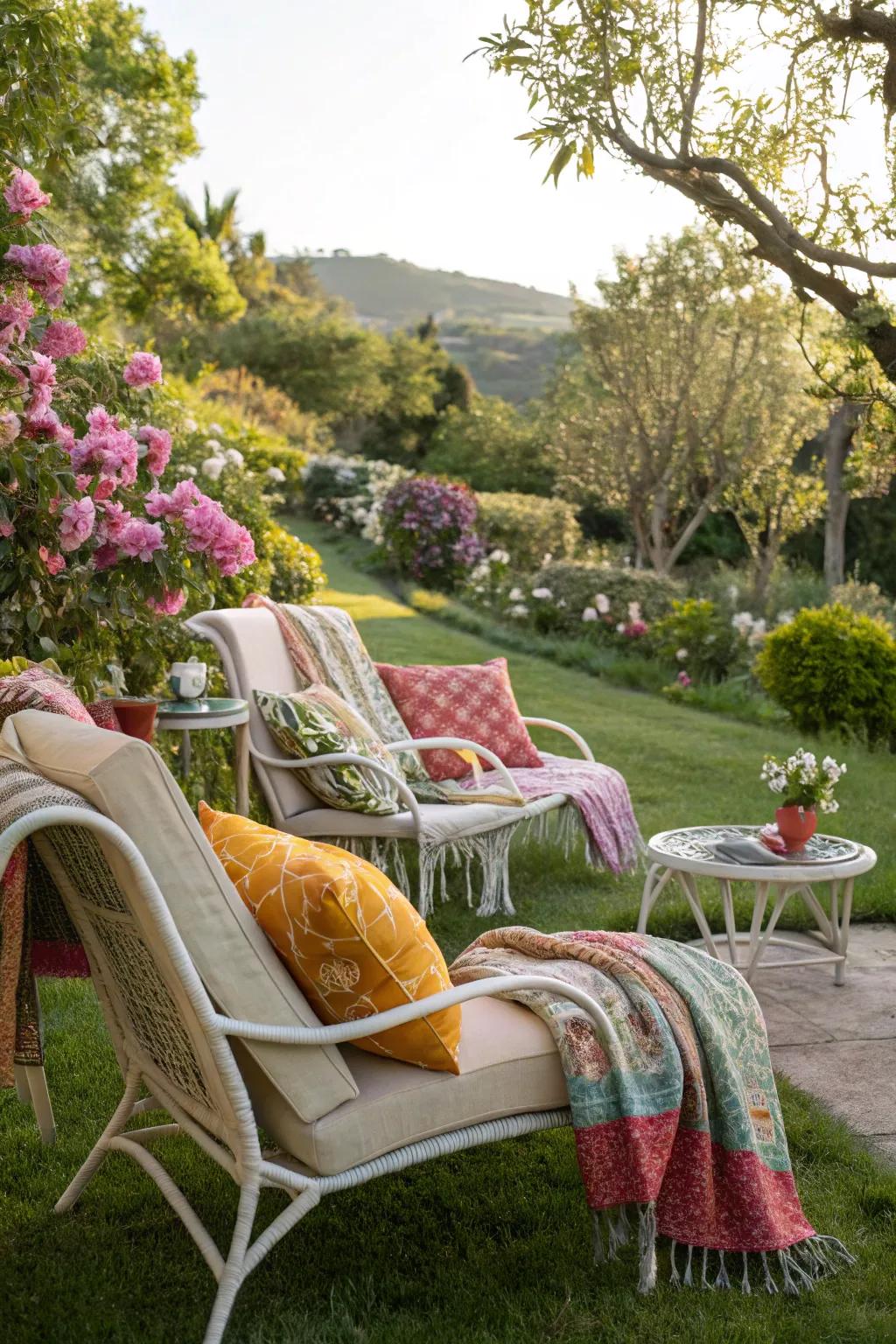 Comfortable seating setup for a relaxing afternoon.