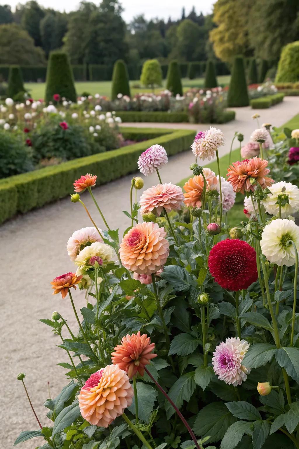 Thoughtful arrangements bring harmony to dahlia flower beds.