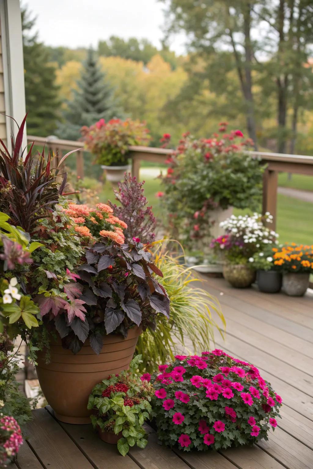 Add texture with a mix of plant types.