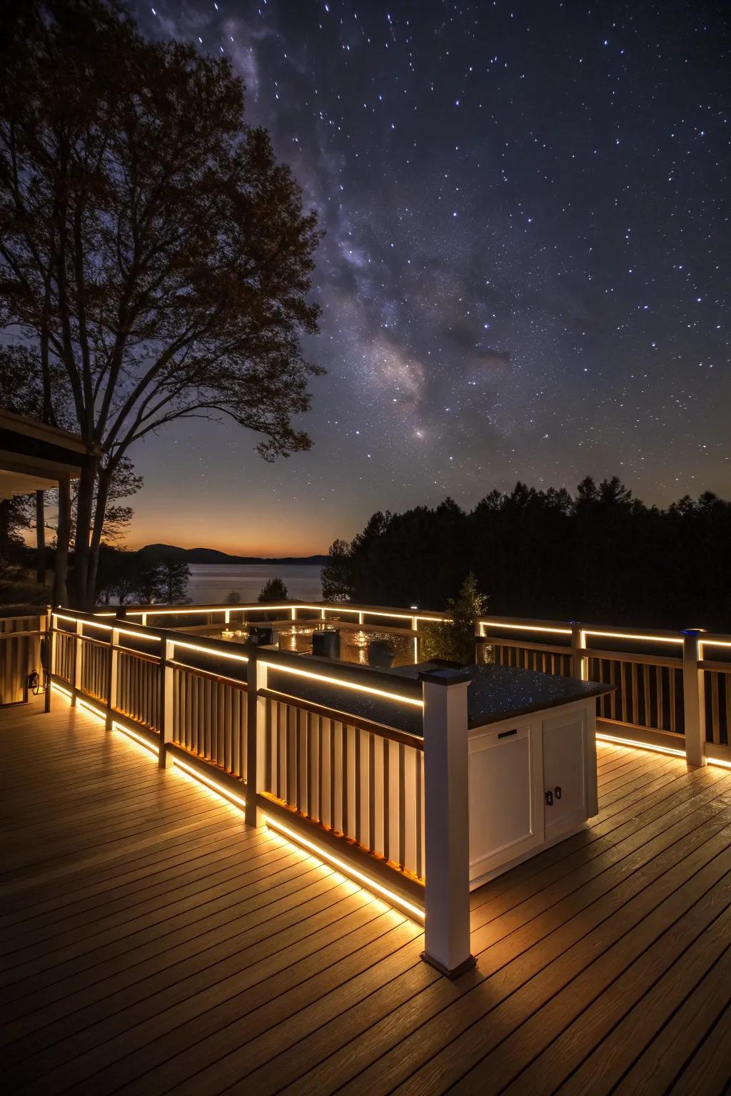 LED lighting adds magical ambiance to your deck.