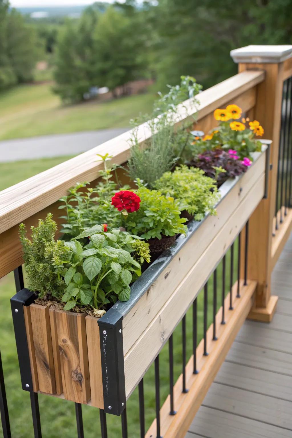 Planter top board bringing greenery to your deck.