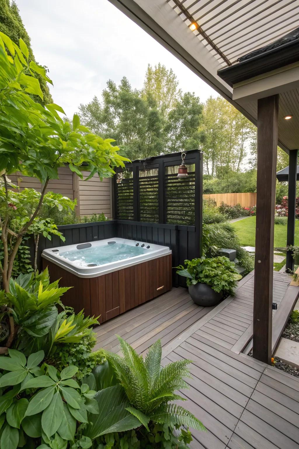 Turn your deck into a personal spa with a hot tub oasis.