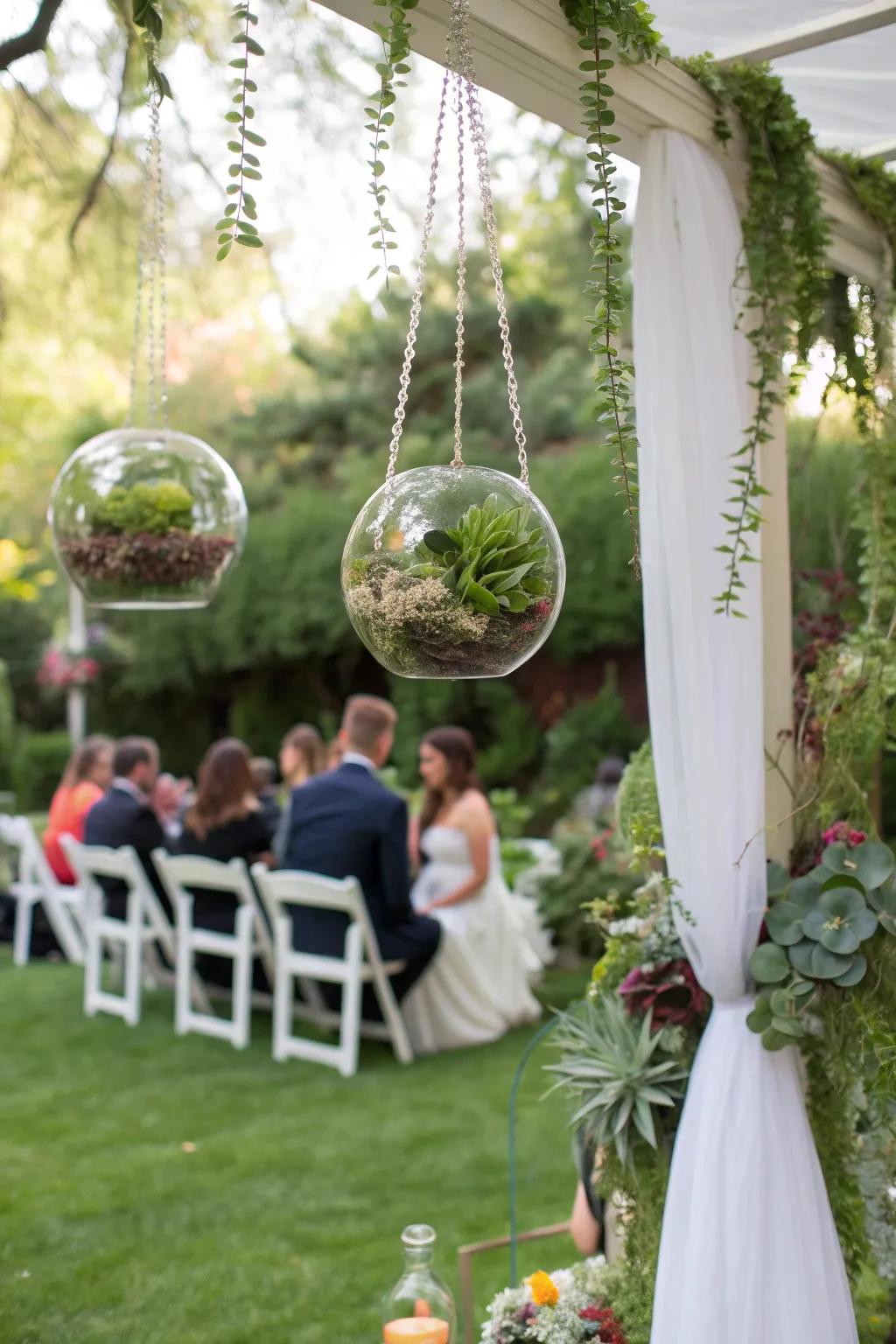 Hanging terrariums add a whimsical and natural touch to your decor.