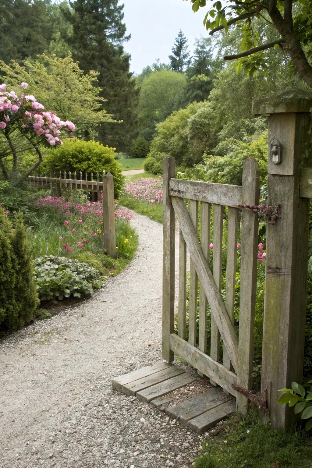 Freestanding gates offer flexibility in garden layouts.