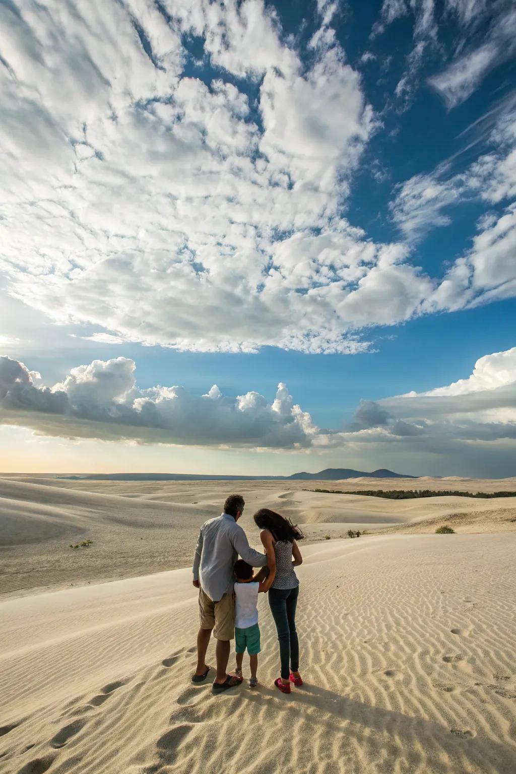 Wide-angle shots showcase the stunning desert landscape.