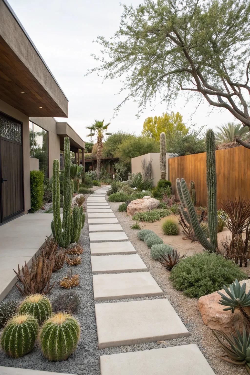 Modern accents enhance desert scape elegance.