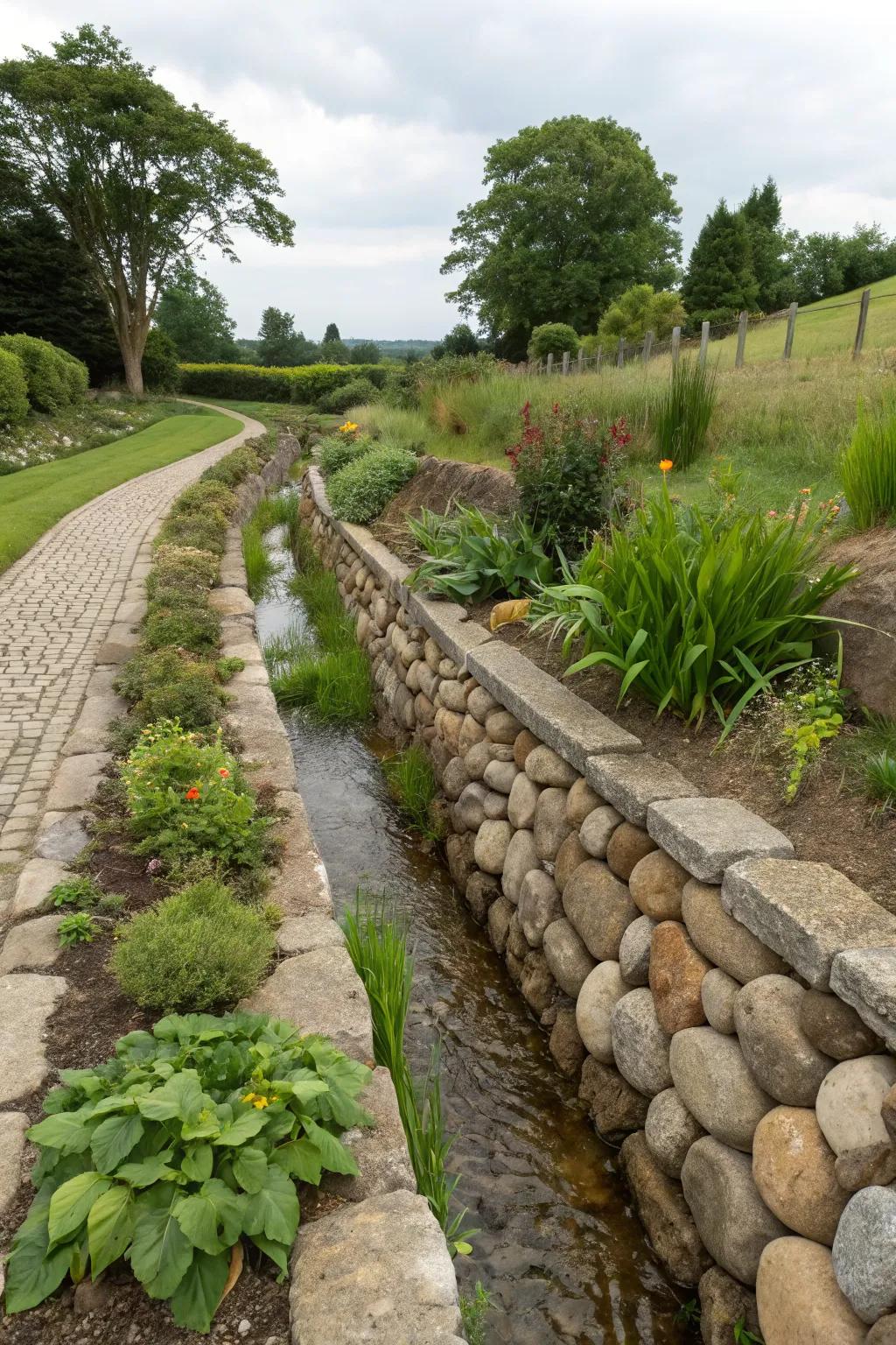 Enhance stability and aesthetics with a structured embankment.