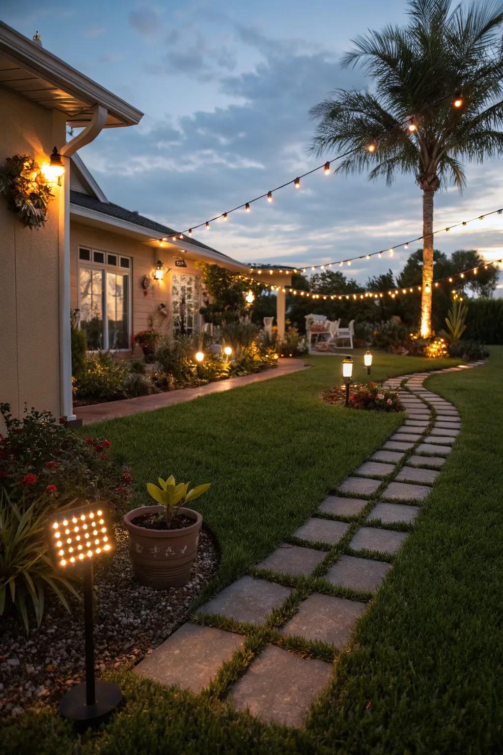 Strategic lighting enhances the beauty of your landscape at night.