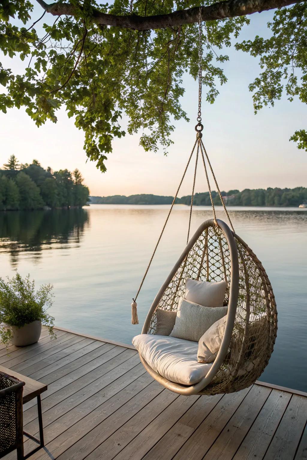 Add a playful element with a swing chair.
