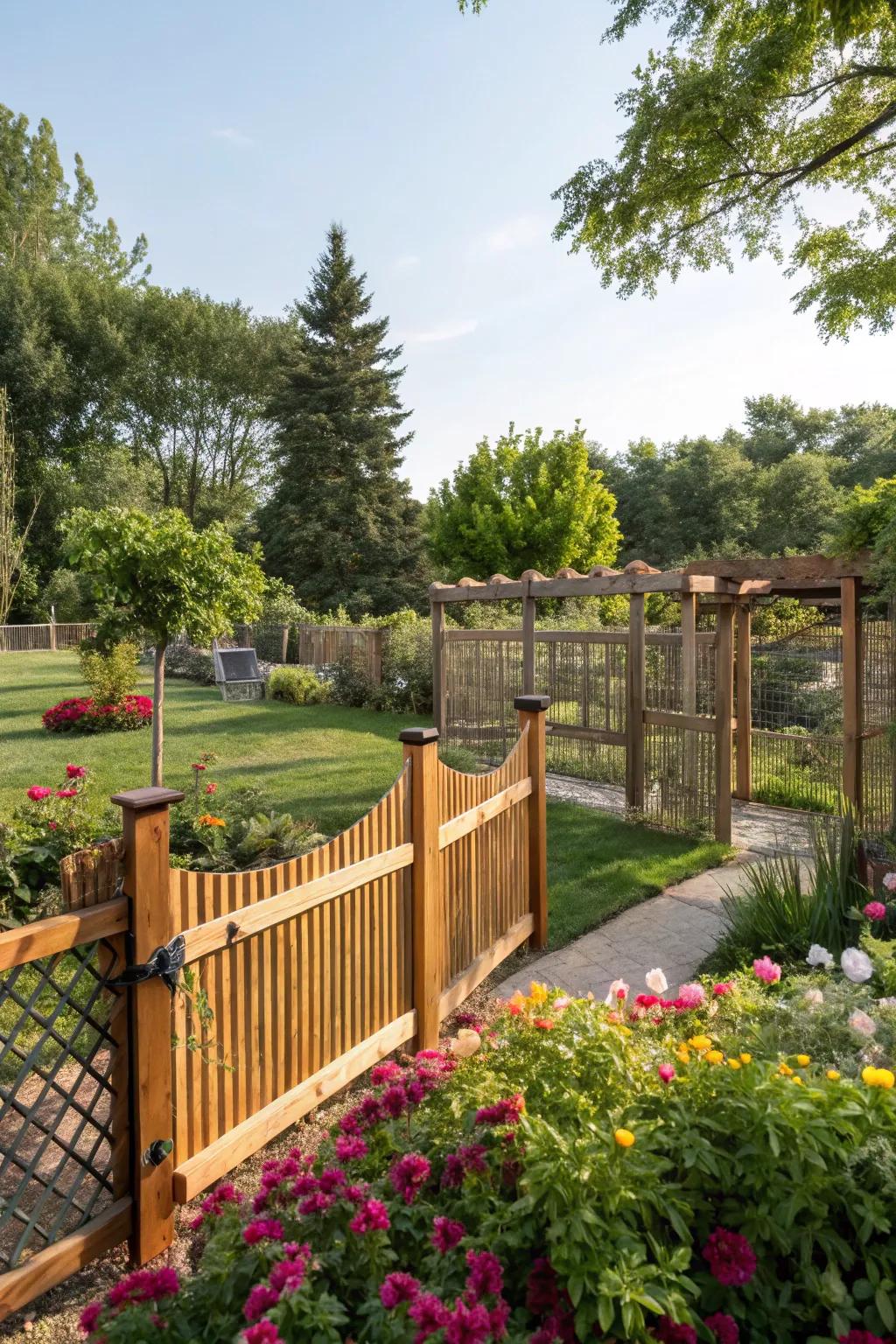 Secure wooden fencing in the garden