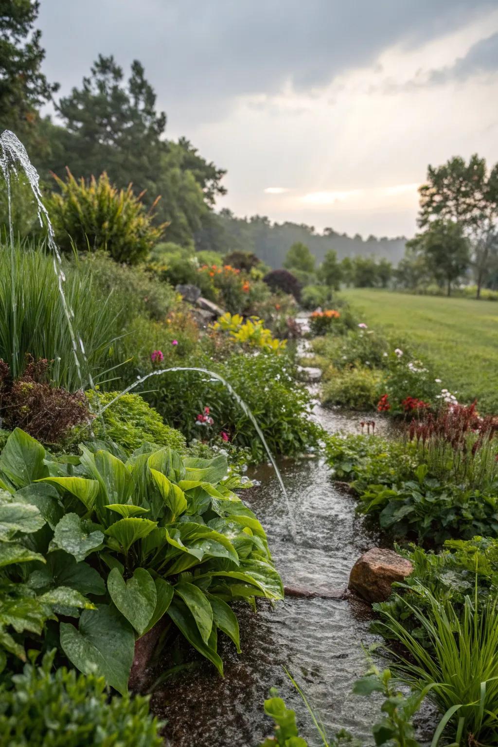 Rain gardens turn runoff into a garden centerpiece.