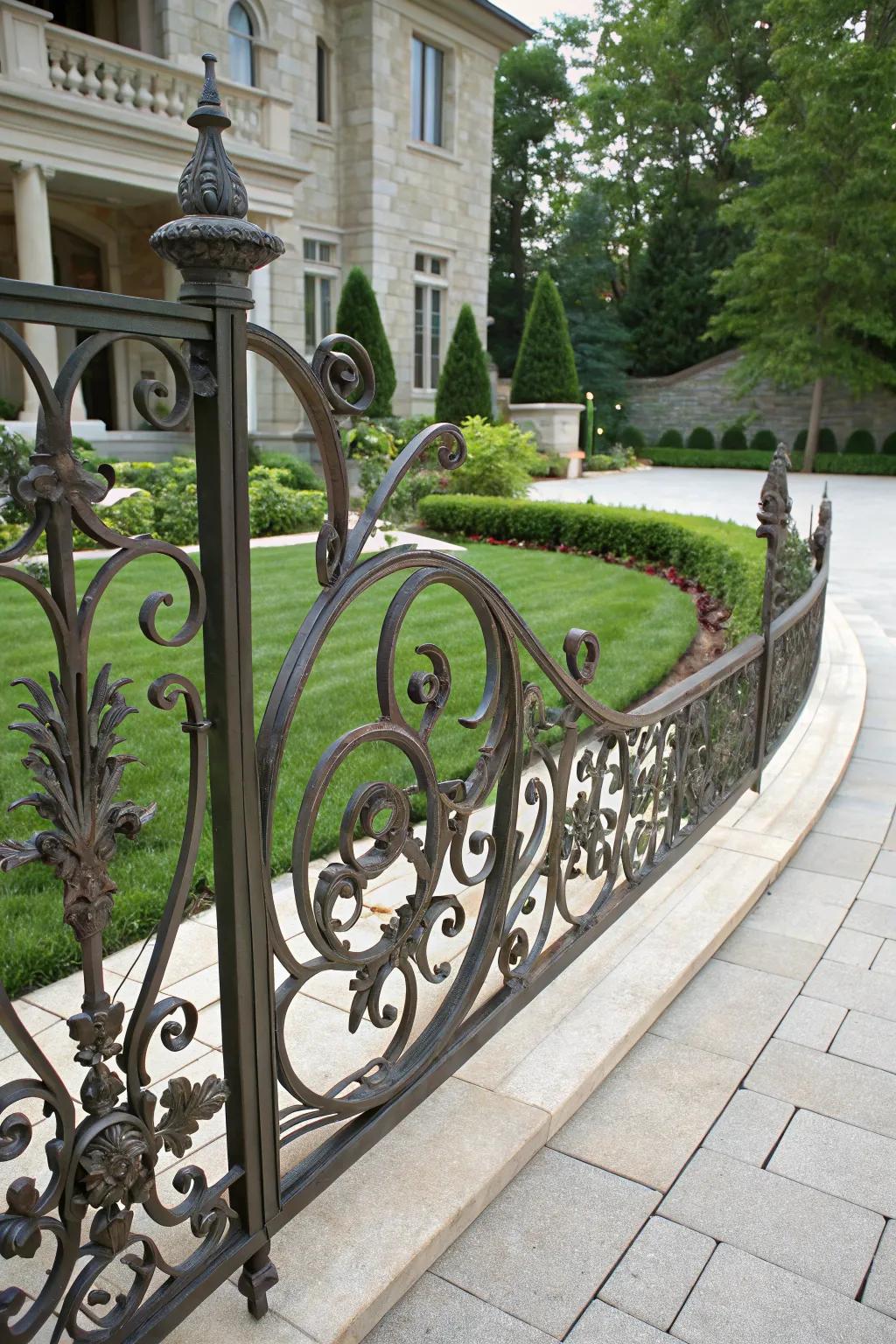 Decorative ironwork adds elegance and artistry to any driveway.