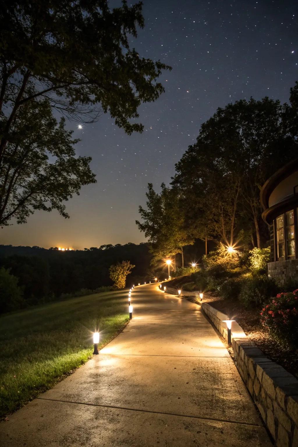 Edge lighting defines and secures your driveway.