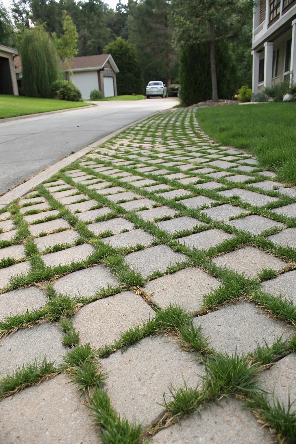An eco-friendly driveway with permeable pavers