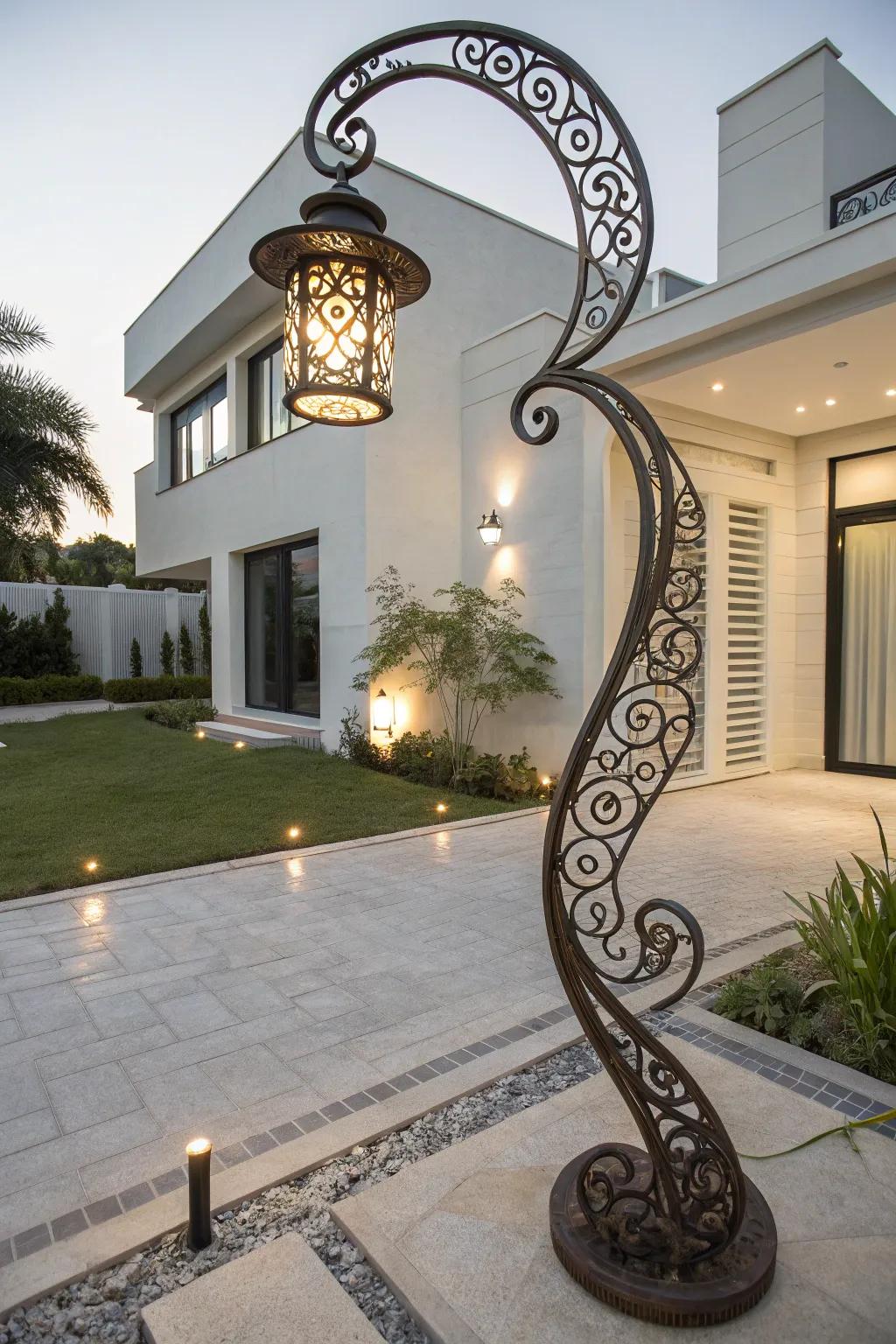 Artistic lamp post makes a bold statement.