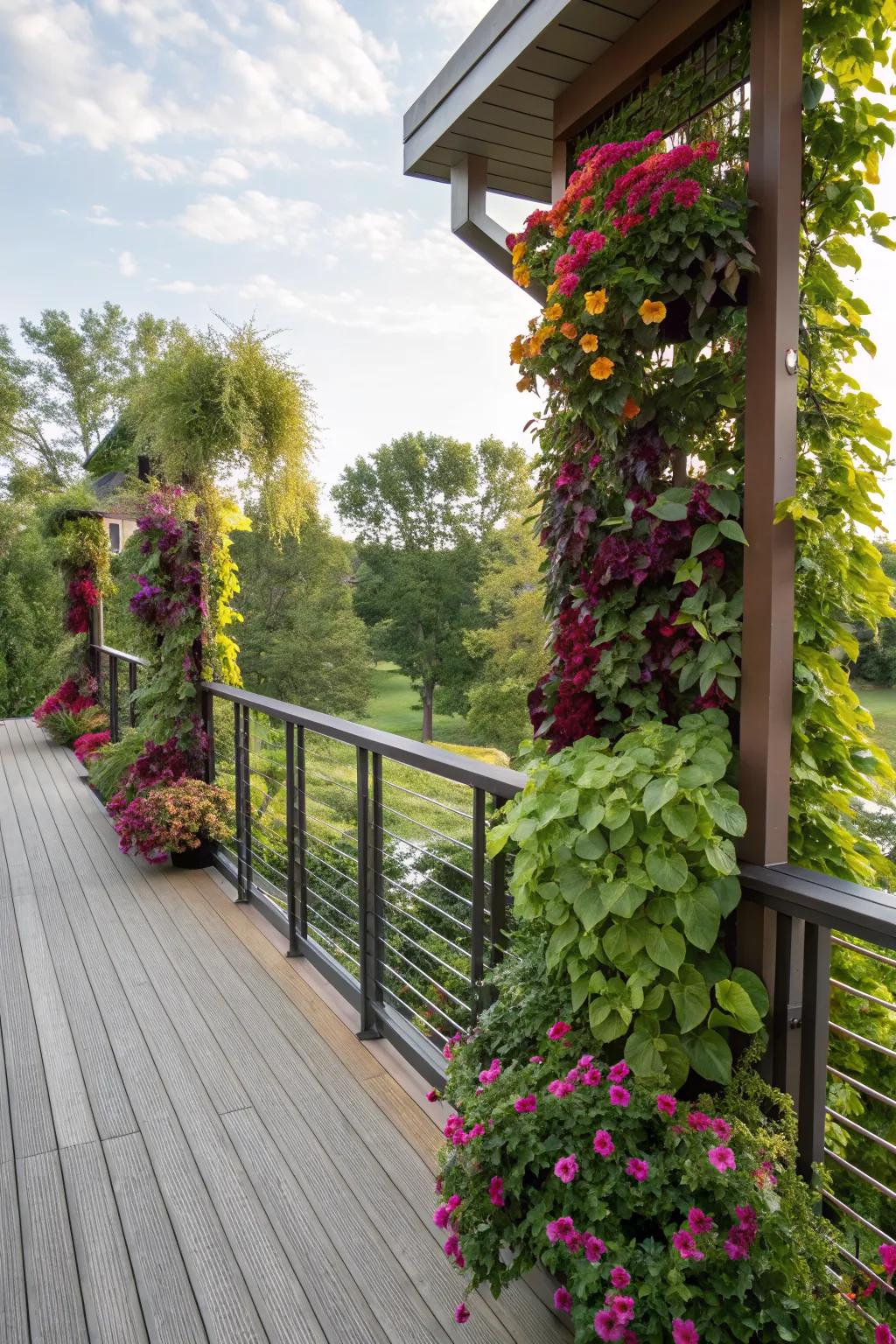 Vertical gardens add greenery to your deck.