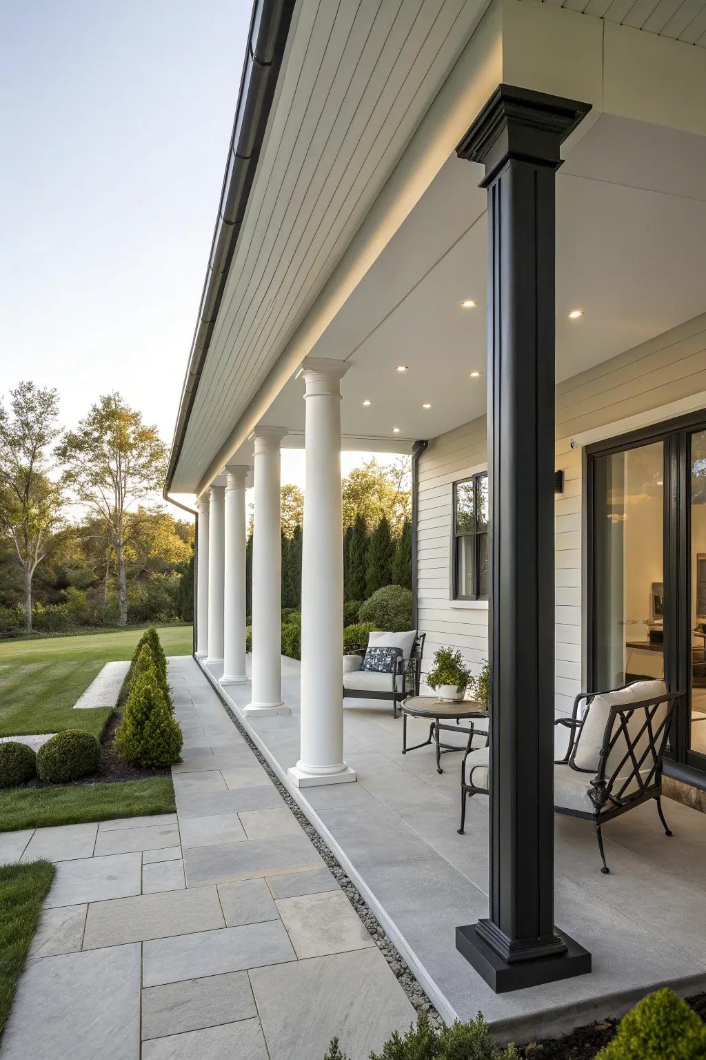 Tapered columns offer sleek elegance.