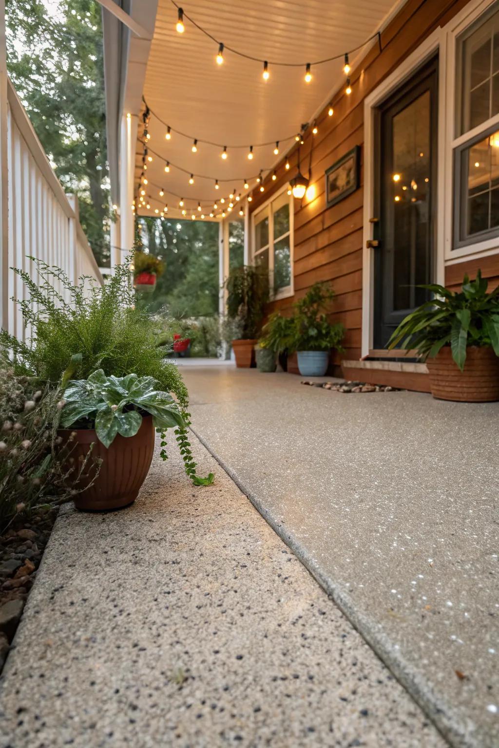 A welcoming porch extension with charming decor.