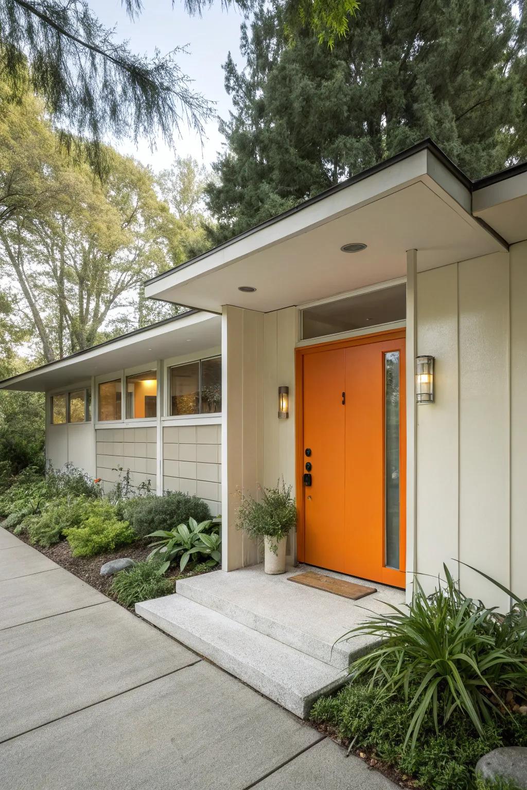 A pop of color adds a playful touch to the facade.