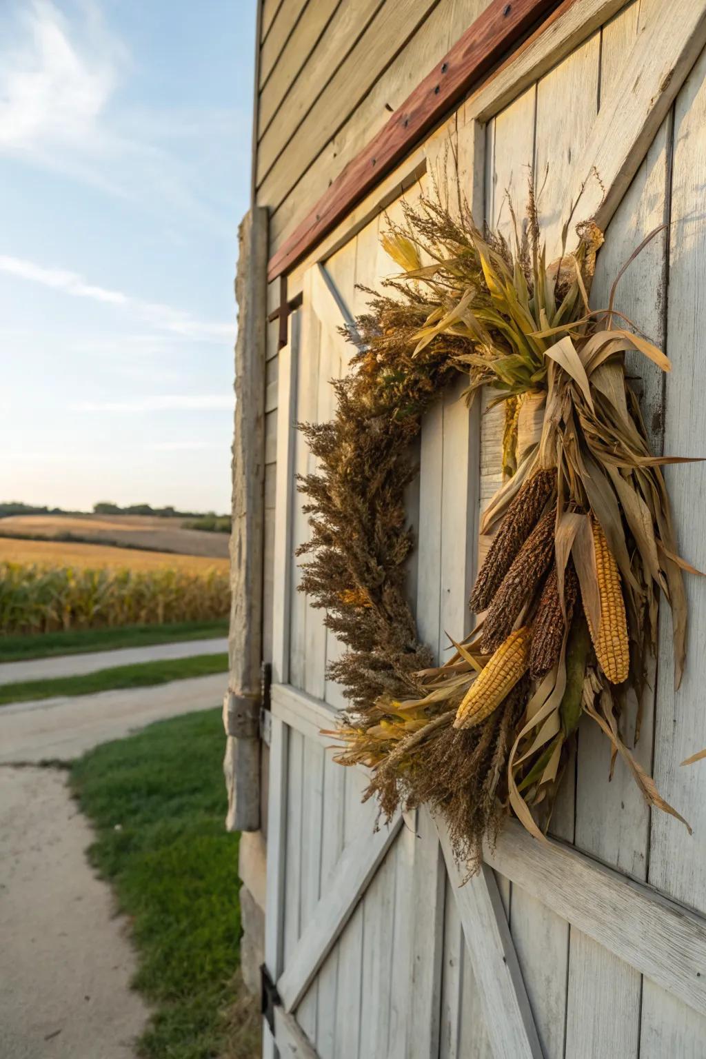 Celebrate the harvest with a corn husk wreath.