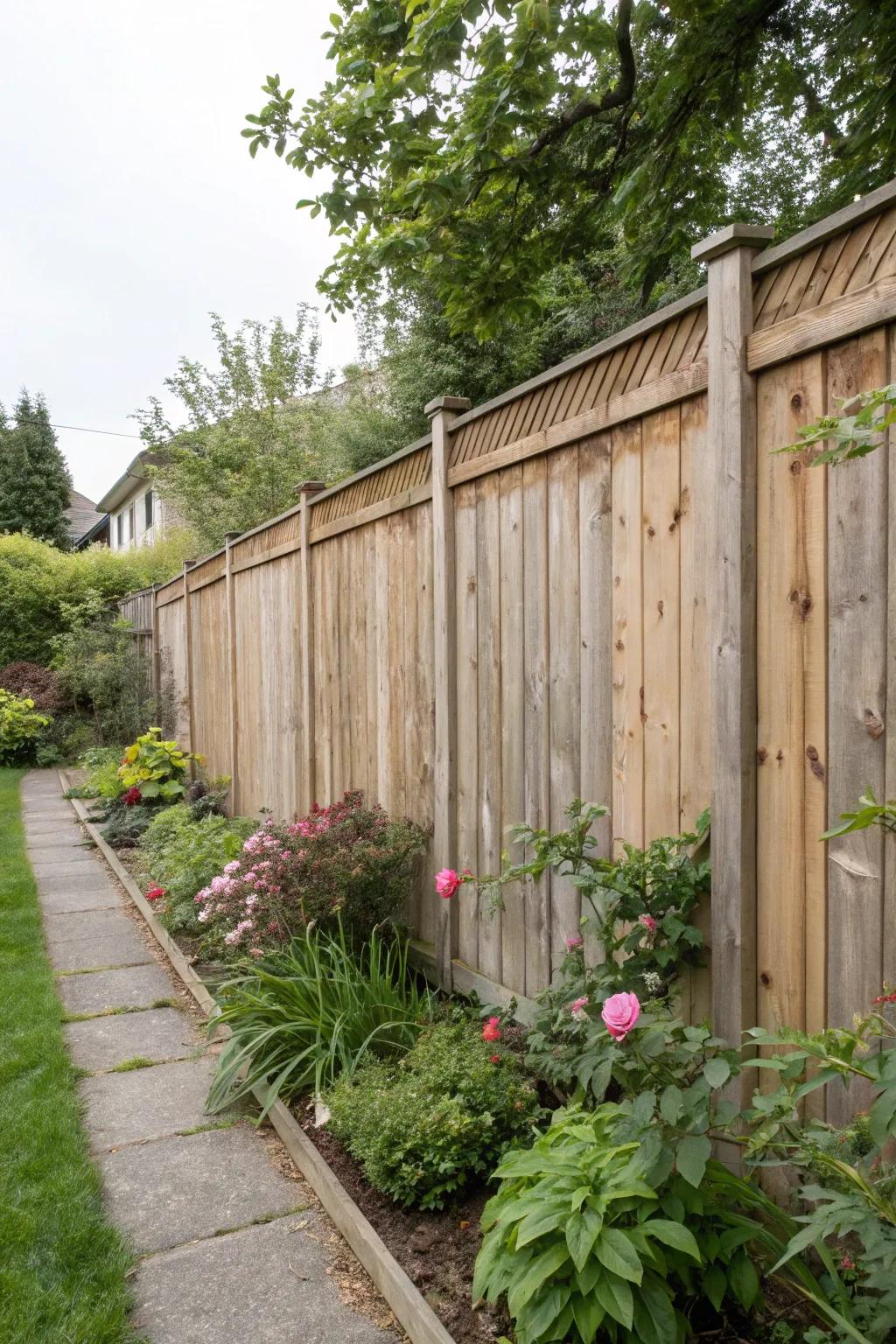 Tall wooden panels offer privacy and a cozy feel.