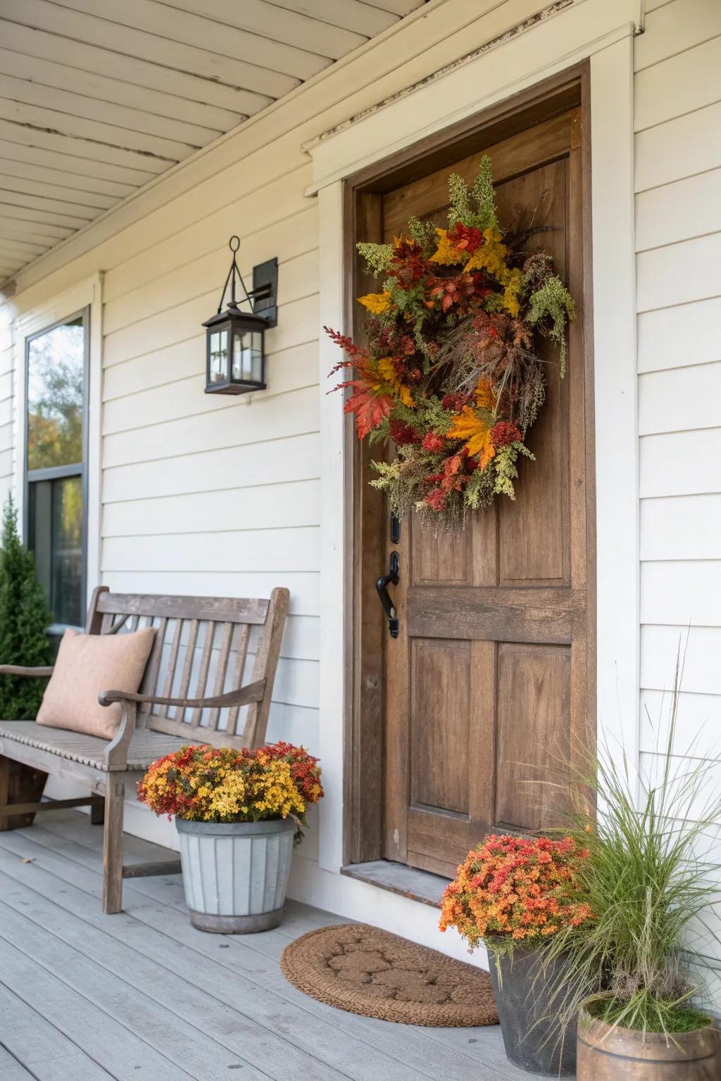 Seasonal charm with decorative wreaths.