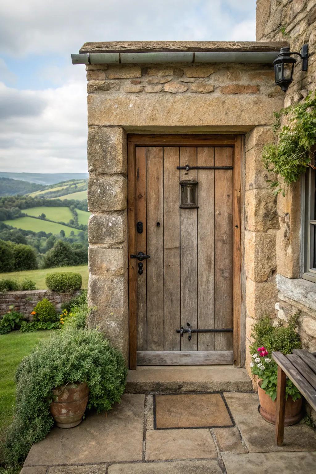 Stone details add natural texture and charm to any entrance.