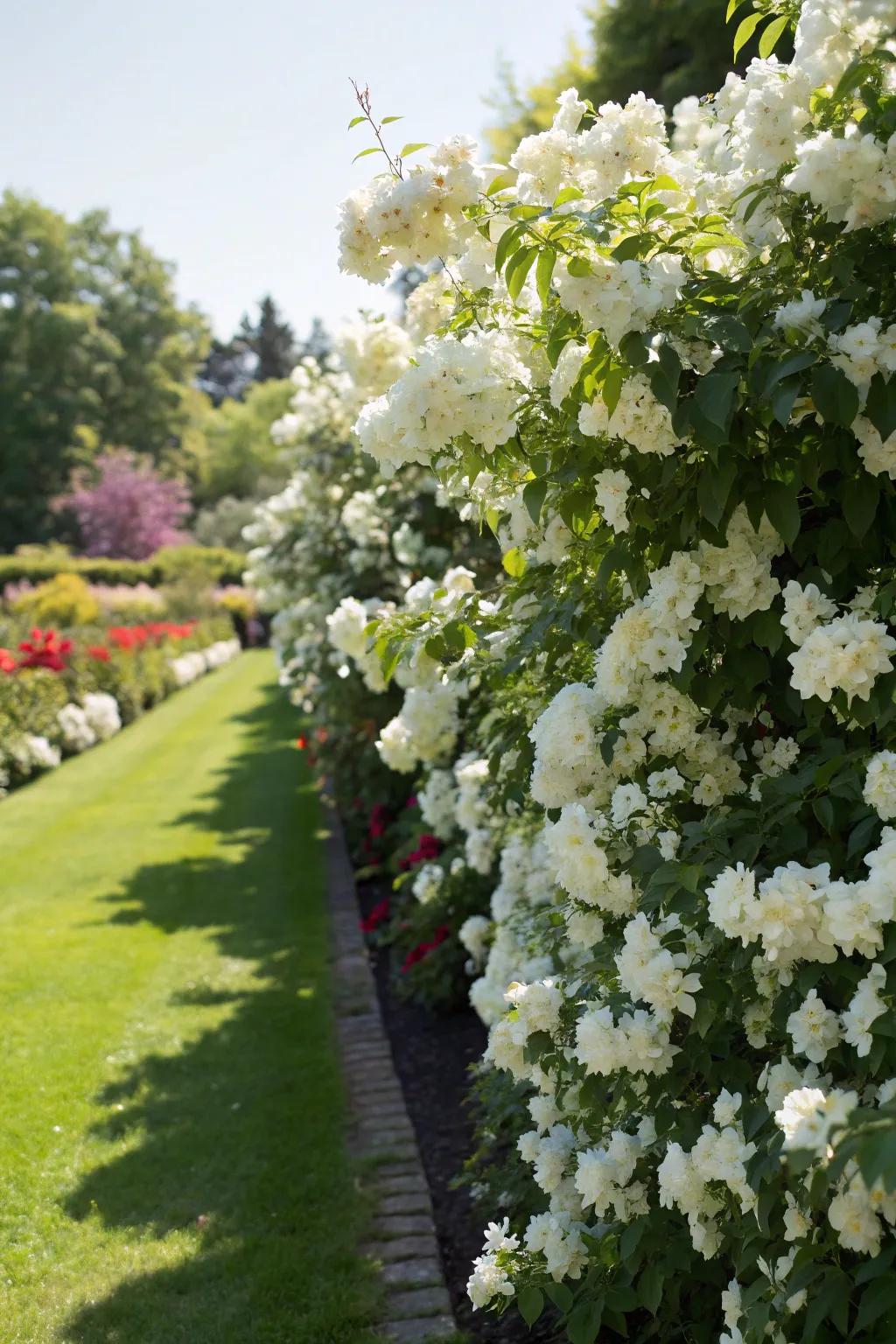 Mock Orange hedges infuse your garden with fragrance.