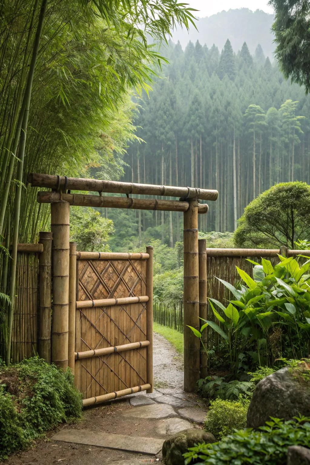 A bamboo gate offers a sustainable and exotic touch to your entryway.
