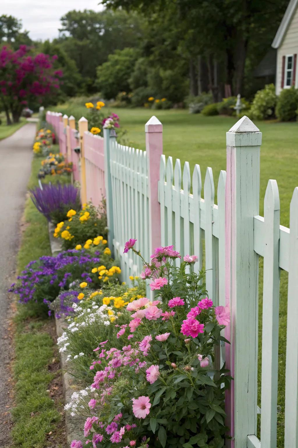 Painted picket fences add a pop of color and fun.